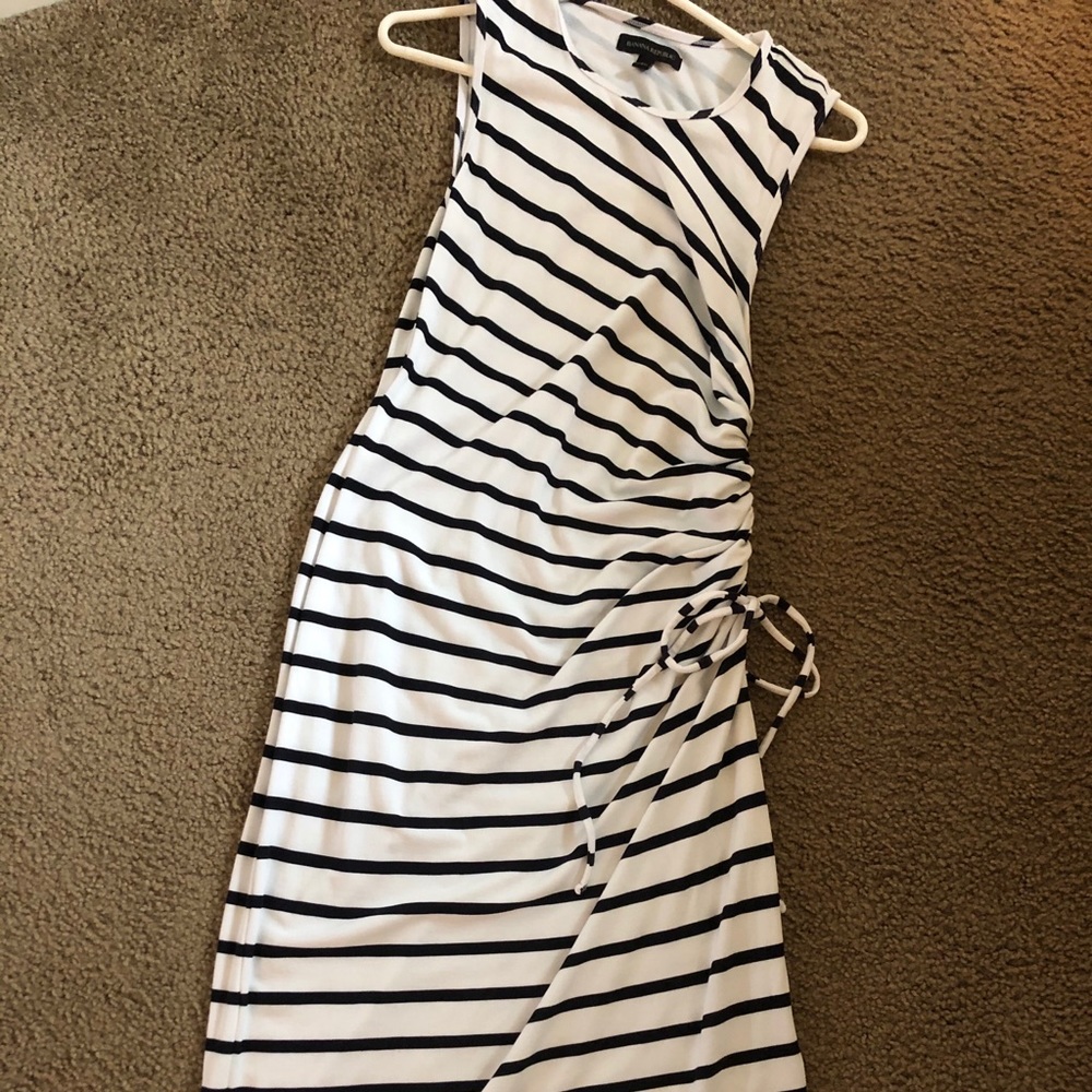 Banana Republic long white & blue striped dress